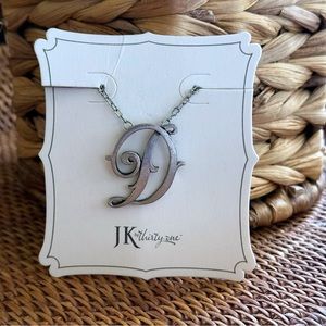 JK by Thirty-One Silvertone initial necklace NEW “D”